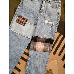 Hollister Womens Jeans Light Wash Acid Wash Distressed Patchwork Mom 24